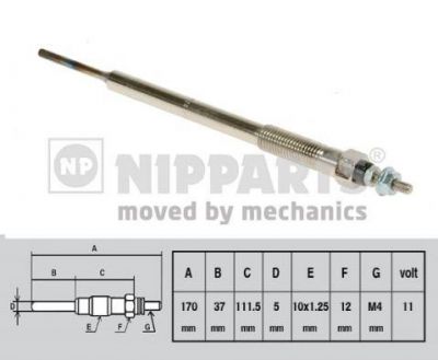 NIPPARTS Свеча накаливания TOYOTA L.C. 120 (19850-30010, J5712015)
