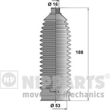 NIPPARTS Пыльник рулевой рейки NISSAN PATHFINDER (R51) (48203-EA025, N2841033)
