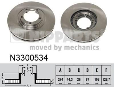 NIPPARTS Диск тормозной передний HYUNDAI H1 STAREX 01- PORTER 04- 274x26mm (58129-4A200, N3300534)