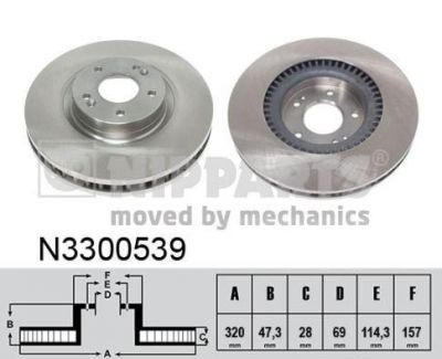 Nipparts Диск тормозной HYUNDAI i40 передний D=320мм. (N3300539)