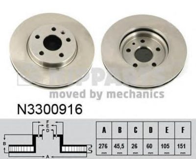 NIPPARTS Диск тормозной CHEVROLET CRUZE 09- передний (для R15) (13502045, N3300916)