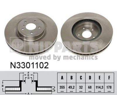 NIPPARTS Диск тормозной передний вентилируемый Nissan 370Z, Infiniti M, FX50, G 09- (40206JL00A, N3301102)