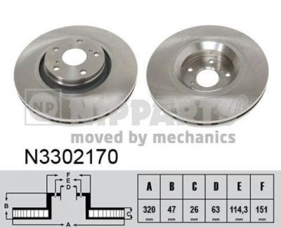 NIPParts N3302170 тормозной диск на TOYOTA CAMRY седан (_XV4_)