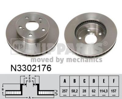 NIPPARTS Диск тормозной передний TOYOTA HILUX 06- 257x28mm (435120K030, N3302176)