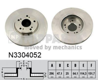 NIPPARTS Диск тормозной HONDA ACCORD 2.0 08- передний (45251TL1G00, N3304052)