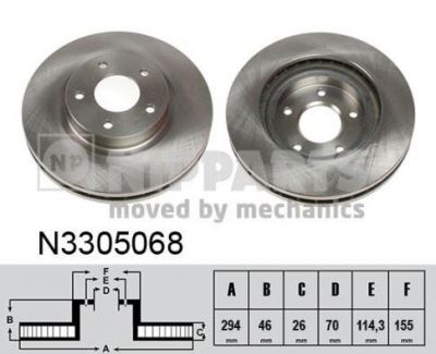 NIPPARTS Диск тормозной MITSUBISHI ASX 10- передний (4615A117, N3305068)