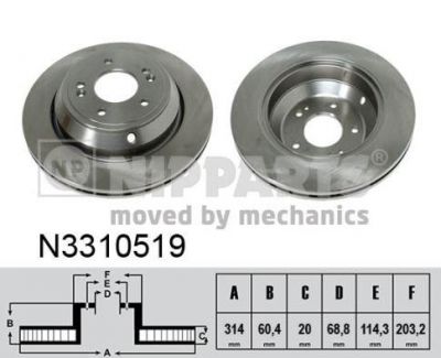 NIPParts N3310519 тормозной диск на HYUNDAI GENESIS (DH)