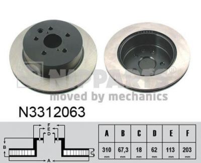 NIPPARTS Диск тормозной LEXUS GS300/GS450H 05-/IS250 06> задний (42431-30290, N3312063)