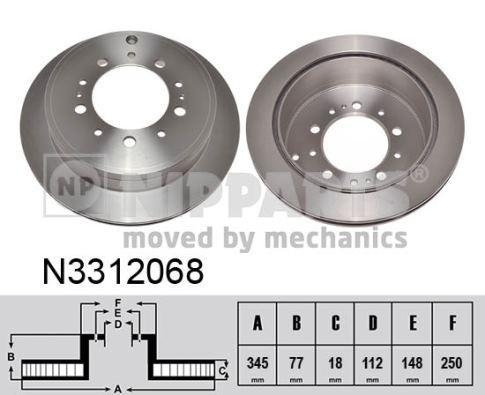 NIPPARTS Диск тормозной зад. TOYOTA Land Cruiser 200/LX 570 4,5D/4,7L 07-> (345x18mm) (4243160290, N3312068)