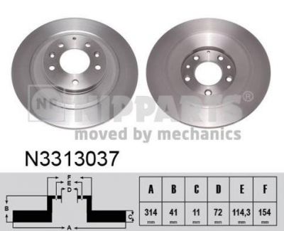 NIPParts N3313037 тормозной диск на MAZDA 6 (GG)