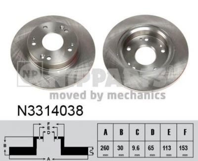 NIPParts N3314038 тормозной диск на HONDA CR-Z (ZF1)