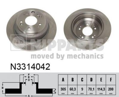 NIPParts N3314042 тормозной диск на HONDA ACCORD VIII универсал