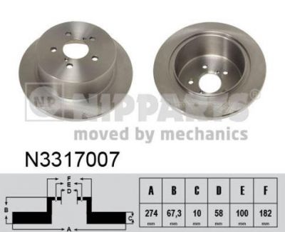 NIPPARTS Диск торм. SUBARU LEGACY 2.0/2.5/3.0 03- зад. (26700AG001, N3317007)