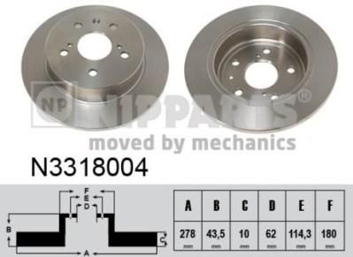 NIPPARTS Диск тормозной SUZUKI SX4 (пр-во Венгрия) 06- задний (55611-55L00, N3318004)