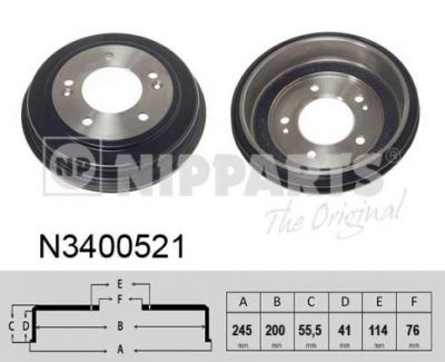 NIPParts N3400521 тормозной барабан на HYUNDAI ELANTRA седан (HD)