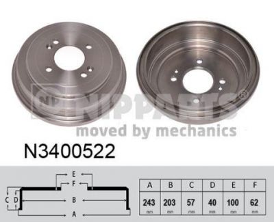 NIPParts N3400522 тормозной барабан на KIA RIO II седан (JB)