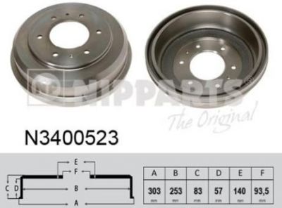 NIPParts N3400523 тормозной барабан на HYUNDAI H100 автобус (P)