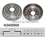 NIPParts N3400906 тормозной барабан на CHEVROLET AVEO седан (T200)