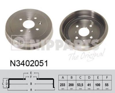 NIPParts N3402051 тормозной барабан на TOYOTA AYGO (PAB4_, KGB4_)