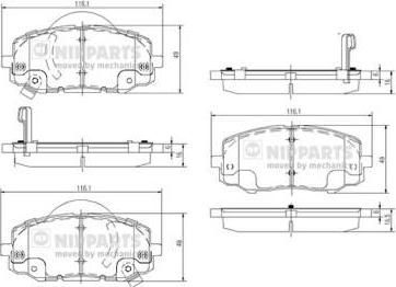 NIPParts N3600552 комплект тормозных колодок, дисковый тормоз на HYUNDAI i20 (PB, PBT)