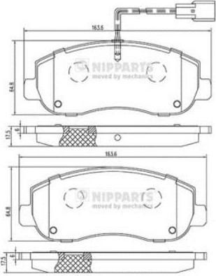 NIPPARTS КОМПЛЕКТ ТОРМОЗНЫХ КОЛОДОК, ДИСКОВЫЙ ТОРМОЗ (N3601105)