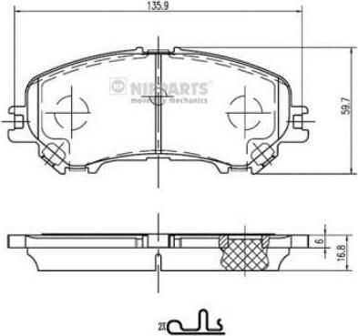 NIPParts N3601111 комплект тормозных колодок, дисковый тормоз на NISSAN QASHQAI (J11, J11_)