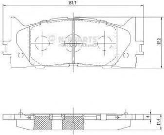 NIPPARTS Колодки тормозные передние(2006-2009) TOYOTA CAMRY(V40) (04465-33450, N3602141)