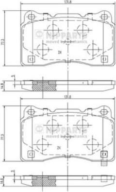 NIPParts N3607021 комплект тормозных колодок, дисковый тормоз на OPEL INSIGNIA