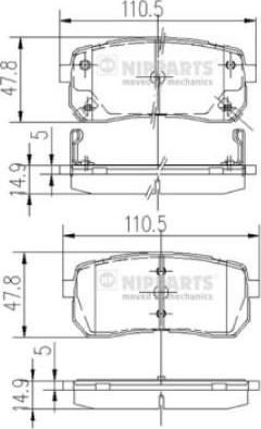 NIPPARTS Колодки тормозные KIA CARNIVAL 2.7/2.9D 06> передние (58302-4DE00, N3610308)