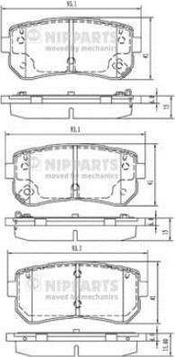 NIPParts N3610313 комплект тормозных колодок, дисковый тормоз на HYUNDAI i10 (PA)