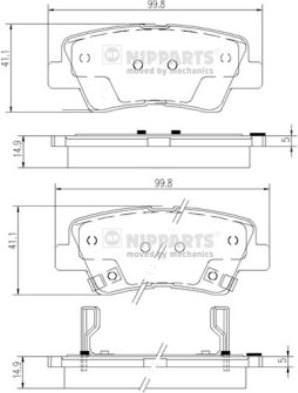 NIPPARTS Колодки тормозные задние HYUNDAI Elantra седан (MD)/i40/Solaris хэтчбек/Sonata IV (EU4)/Sonata V (NF)/Veloster (58302-3ZA10, N3610519)