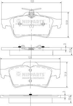 NIPPARTS Колодки тормозные задние комплект Ford Focus II , III / Mazda 3/ VOLVO S40 II . (1233679, N3613022)