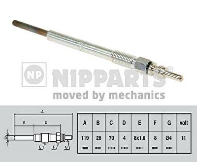 NIPParts N5718001 свеча накаливания на FIAT DOBLO вэн (223, 119)