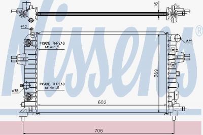 NISSENS Радиатор ДВС OPEL Astra H/Zafira B 1,2/1,4/1,8L 16V(Z12XEP/Z14XEL/Z14XEP/Z18XE) 04-> (1300265, 63027A)