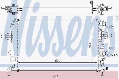 NISSENS Радиатор охлаждения двигателя VAUXHALL ASTRA G (98-) 1.6 i TWINPORT (1300 258, 63095A)