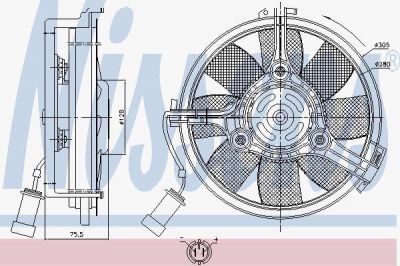 NISSENS Вентилятор охлаждения радиатора VAG A6/Passat V 1,8-2,8L 98-05 80W/D=280mm (8D0959455N, 85546)