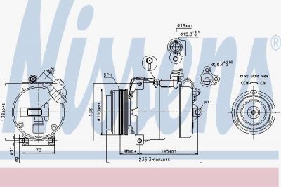 NISSENS Компрессор кондиционера 3-SERIES E46 98- (64528362414, 89034)