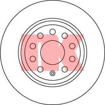 NK 2047133 Диск тормозной AUDI A3/SKODA OCTAVIA/YETI/VW GOLF V/VI/PASSAT/TIGUAN задний (1K0 615 601 AD)