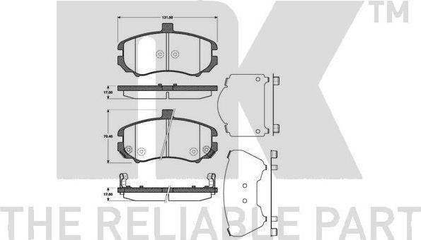NK 223429 комплект тормозных колодок, дисковый тормоз на HYUNDAI ELANTRA (XD)