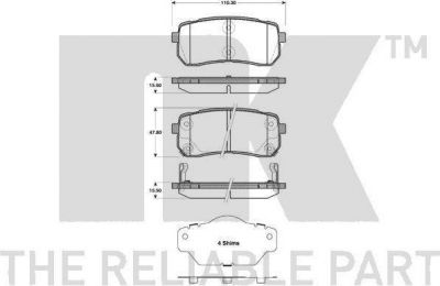 NK 223432 комплект тормозных колодок, дисковый тормоз на HYUNDAI H-1 Cargo (TQ)
