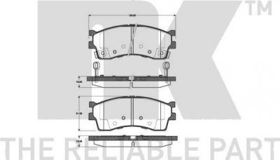 NK 223516 комплект тормозных колодок, дисковый тормоз на KIA SHUMA II (FB)