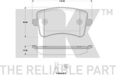 NK 224796 комплект тормозных колодок, дисковый тормоз на AUDI A4 Allroad (8KH, B8)