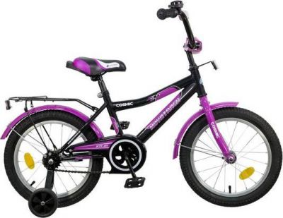 Велосипед детский с боковыми колесами Novatrack Cosmic 16 quot; (2016), рама сталь 16 quot;, черный