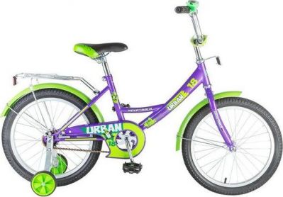 Велосипед детский с боковыми колесами Novatrack Urban 18 quot; (2016), рама сталь 18 quot;, фиолетовый