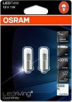 OSRAM Лампа светодиодная OSRAM 12V 1W3850CW-02B T4W диодная габарит в фаре с цоколем 6000k (N0177172, 3850CW-02B)