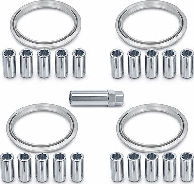 Монтажный комплект OZ Racing 81710449: 20 гаек DST20D M14x1,5, конус 60°, 4 кольца L 75/63,4 мм со стопорами и ключ CH19