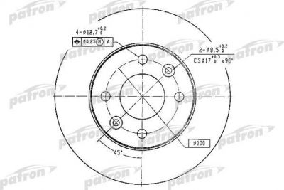 PATRON Диск тормозной передн NISSAN: KUBISTAR 03-, RENAULT: 11 84-88, 19 I 88-92, 19 I Cabriolet 91-92, 19 I Chamade 88-92, 19 II 92-95, 19 II Cabriolet 92-96, 19 II C (PBD1016)