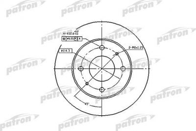 PATRON Диск тормозной передн HYUNDAI: SANTAMO 99-, KIA: JOICE 00-, MITSUBISHI: GALANT IV 88-92, GALANT IV седан 87-92, GALANT V 92-96, GALANT V седан 92-96, GALANT VI (PBD1443)