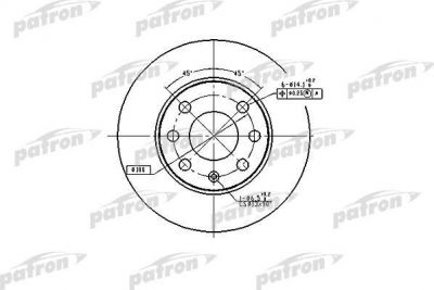 PATRON Диск тормозной передн OPEL: CORSA A TR 82-93, CORSA A хечбэк 82-93, CORSA A фургон 86-89, KADETT D 79-84, KADETT D 79-84, KADETT D универсал 79-84, KADETT E 84- (PBD1607)