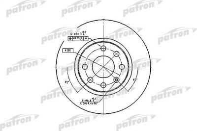 PATRON Диск тормозной передн OPEL: ASTRA F 92-98, ASTRA F хечбэк 91-98, ASTRA F универсал 91-98, CORSA B 93-00, TIGRA 94-00, VECTRA A 88-95, VECTRA A хечбэк 88-95 (PBD1624)